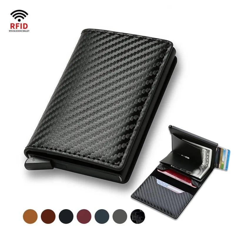 💳 Premium RFID Slim Aluminum Card Holder Wallet | Minimalist Carbon Fiber Wallet